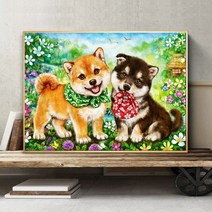 시바견 보석 십자수, 100X70CM