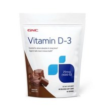 GNC 비타민 D-3 25mcg 1000IU 초콜릿 맛 딜리셔스 소프트츄, 60개입, 4개