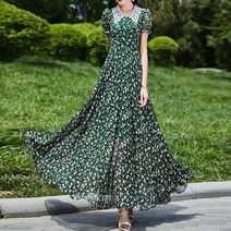 빅사이즈 꽃무늬 원피스 우아한 빈티지 꽃 프린트 프릴 레이스 칼라 슬림 맥시 롱 드레스 여성용 긴팔 여