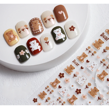 바르나 네일스티커 붙이는 명품스티커 유아 캐릭터스티커 붙이는 네일스티커 곰돌이파츠 무지개 별 하늘 스티커, 캐릭터 스티커 K타입