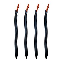 4 개/대 나선형 텐트 말뚝 야외 소용돌이 모양의 알루미늄 합금 텐트 못 풀 로프와 못, 검은 색, 25cm