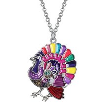 WEVENI 에나멜 합금 추수감사절 칠면조 목걸이 닭 펜던트 참 패션 주얼리 선물 여성용 여아용 에나멜 원석 없음. 가성비 추천 미국직구, Lilac