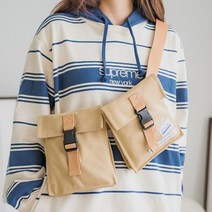 [알티피아] 스퀘어 포켓 디자인 힙색 허리백 캐주얼 데일리가방