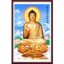 관음상 천수 관음 금색 후광 금전수 황금 골드 좌불상 불교 석가모니 불상 비즈 십자수 다이아몬드 구슬 보석 십자수 비즈 큐빅 십자수 DIY, 【볼륨 올인원】90x130cm