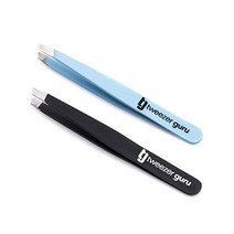 TweezerGuru 슬란트 핀셋 프로페셔널 스테인리스 팁 트위저 당신의 일상 미용 루틴을 위한 의 정밀 썹 블루블랙