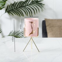북유럽 세라믹 철 아트 대리석 꽃병 패턴 로즈 골드 그린 테이블 식물 냄비 홈 오피스 다육이 화분, 32 Pink-03 L