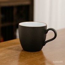 커피 컵 세라믹 머그잔 무얀 컵 비즈니스 사무실 여행 동반 행사, 201-300ml, 블랙 로우 컵
