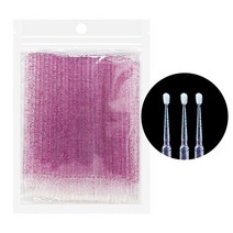 면봉 수정 메이크업 클렌징 긴면봉 두피 스켈링 솜방망이GLAMLASH-내구성 일회용 마이크로 브러시 속눈썹, 14 TransparentPurple
