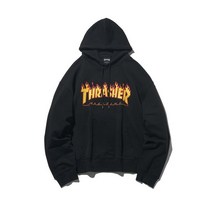 THRASHER 플레임 로고 후디 블랙