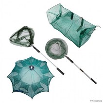 KRX743840[도매직방]우산형 원터치 통발 뜰채 살림망 낚시찌 낚시용품, 원형뜰채