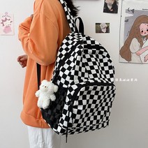 백팩 일본 가방 캠퍼스 schoolbag 여성 중학생 오리지널 틈새 바둑판 대용량 배낭 대학생 배낭