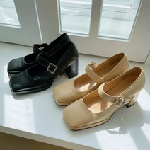 스퀘어토 메리제인 스트랩 가보시힐 펌프스 구두7cm