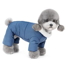 준성 쁘띠카라 강아지 옷 패딩 올인원 반려견 소형견 애견 겨울 아우터 의류, 블루