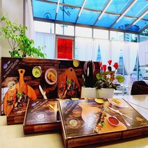 플레이팅 사은품 음식 나무도마 선물용 스테이크 마호가니 도마 캠핑, 4. 마호가니도마 핸드 원형