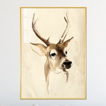 아트블루 풍수 인테리어 액자 동물 얼굴 모던 그림 액자, 5_뿔사슴_우측얼굴