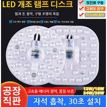 led 가정용 마그네틱 램프 디스크 침실 천장등 인테리어 전등 정전류 구동/고휘도 전구/마그네틱 흡착 12W/18W/24W/36W, 36W(화이트), 1+1사각형 몰드 포장 포함