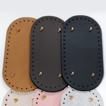 퀼트여왕 소꼬발 타원형 인조가죽 손뜨개 뜨개질 가방바닥, 소꼬발 베이지(20x10cm)