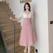 돌잔치엄마원피스 베이비돌원피스 여름 스퀘어넥 퍼프 a라인 드레스