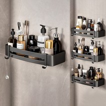 쓰리오브어스 무타공 알루미늄 욕실 일자선반 O형, 블랙 기본형, 4개