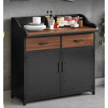 철제 카페 셀프바 테이블 분리수거 선반 탕비실, 2문, 골드-길이180x폭40x높이90cm
