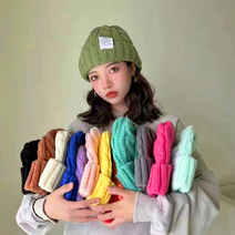 블링스꾸 울 꽈배기 겨울 여자 숏비니 니트비니 모자 골지 컬러 패션 커플 털모자