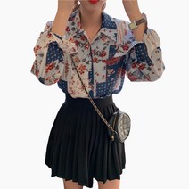 퀸하우스 모자이크 플라워패턴 셔츠블라우스