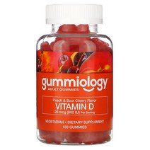 Gummiology 성인용 식물성 구미젤리 비타민D3 복숭아 사워 체리 맛 100개