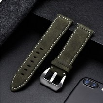 빈티지 스타일 가죽 시계 밴드 18mm 20mm 24mm 반투명 수제 두꺼운 라인 스트랩 액세서리 7컬러