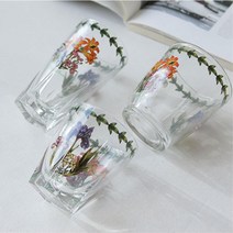 플라워 야생화 꽃무늬 레트로 유리컵 3size 카페컵, 대 하이볼