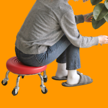 [노인바퀴의자] 걸레 걸레질 청소 청소용 작업용 둥글뱅이 앉은뱅이 어르신 노인 할머니 할아버지 화분 옮기기 옮기는 바퀴 의자, 레드