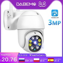 방범카메라 CCTV 감시 보안 WiFi 1080P HD 야외 IP 3MP AI 자동 추적 Yoosee RJ45 유선 미니 스피드 돔, 1080P 64G 추가, 협력사, 영국 플러그