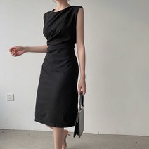위코브 민소매 슬림 하객룩 미디원피스