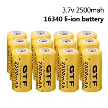 2-20pc 16340 배터리 3.7V 2500mAh CR123A CR123 충전식 리튬 레이저 펜 LED 손전등 전조 등 셀, [04] 10pcs