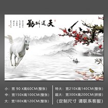 멍석 산수화 중국스타일 벽화 벽걸이 그림스티커 수묵 스티커식 벽부착 거실 쇼파 TV벽지 세화 부착 ., C04-특대형, T05-타입 5-천도수근
