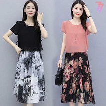 77우먼스 여성 네온로즈원피스 꽃무늬 쉬폰 봄 여름 살랑살랑 화사한 롱원피스 미디원피스 네온 로즈 원피스 데일리룩 이월 이월상품 [리현커머스]