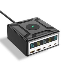260W USB C GaN 충전기 Ubigbuy 140W 5포트 PD3.1 충전 스테이션 데스크탑 무선 노트북 충전기 휴대용 여행용 전원 어댑터 블록 맥북 프로 에어 아이패드