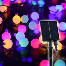 태양광 LED 와이어 알전구 불투명 앵두 구슬 트리등 태양열 칼라 줄조명 스트링라이트 야외캠핑, 태양광 불투명 앵두 플러스형(50구) 멀티칼라