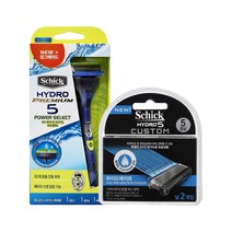 쉬크 하이드로5 파워 면도기 1입 커스텀 하이드레이드 날 2입 증정, 쉬크 하이드로5 면도기 1입 + 날