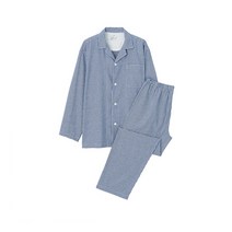MUJI 무인양품 체크잠옷 결혼선물 남성 코튼 파자마 / 체크네이비 신혼부부, 사이즈_S~M, 상세페이지 참조