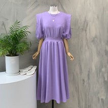 행복한여자[신상무배]나인 퍼프 소매 밴딩 플레어 원피스