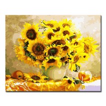 DIY캔버스페인팅 명화그리기 액자 그림 세트 유화 - 정물 40x50, S52_노란 해바라기 화병