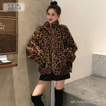 루즈핏 레오파드 퍼 자켓 호피 점퍼