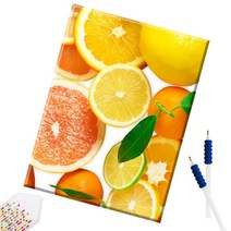 SHEXIU 3D 원형 보석십자수 캔버스액자 DIY 키트 50 x 40 cm, SX054  고소하고 달콤한 오렌지x1세트