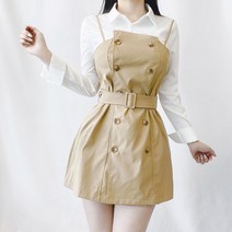 벨트 끈 단추 숏원피스 3color 끈조절 언발 A라인 허리잘록 봄 여름 가을 데일리 하객룩 데이트룩 미니원피스