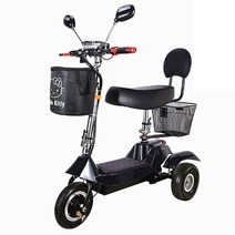 접이식 세발전기자전거 3륜 삼륜 전기자전거 48V 35km 어르신 노인 장보기 리튬배터리, 블랙, 고탄소강