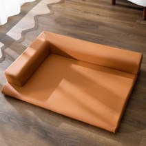 강아지 고양이 모던 베드 가죽 방석 중형견 대형견, 브라운