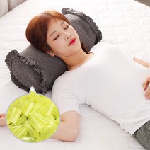 [에코숲라이프] 편백 메밀 바이오칩 피그먼트 원형 레이스베개, 딥그린