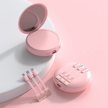 보조배터리 뷰티 미러 자체 유선 보조배터리 20000밀리암페어 대용량 모바일 전원, 핑크색, 20000mAh