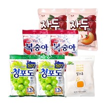 롯데 청포도캔디(153g) 2봉+복숭아캔디(153g) 2봉+해태 자두캔디(130g) 2봉 세트(+밀크츄 70g 1개 포함), 1세트