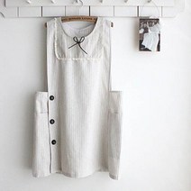 [미공간 당일출고] 블루그레이 댄디 원피스형 앞치마 어린이집 교사 단체 (2색), 베이지